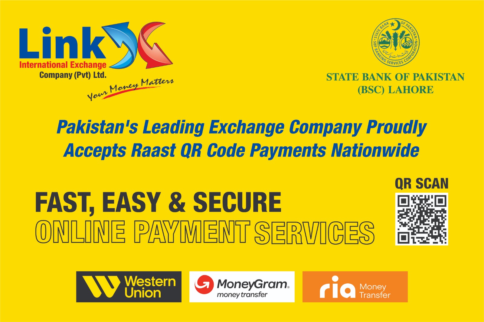 Link International Exchange Joins Hands with SBP to Launch QR-Based Payments under Raast Program  at their 75 Branches Nationwide