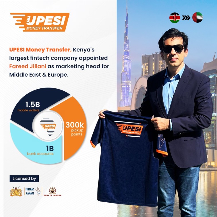 UPESI Africa’s Leading Money Transfer Company Appoints Fareed Jillani as Head of Marketing for Middle East and Europe